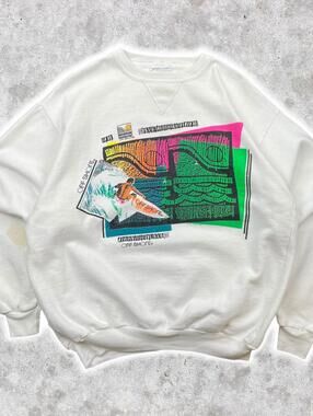 1988 Superfine Off Shore Retro Surf Graphic Sweater